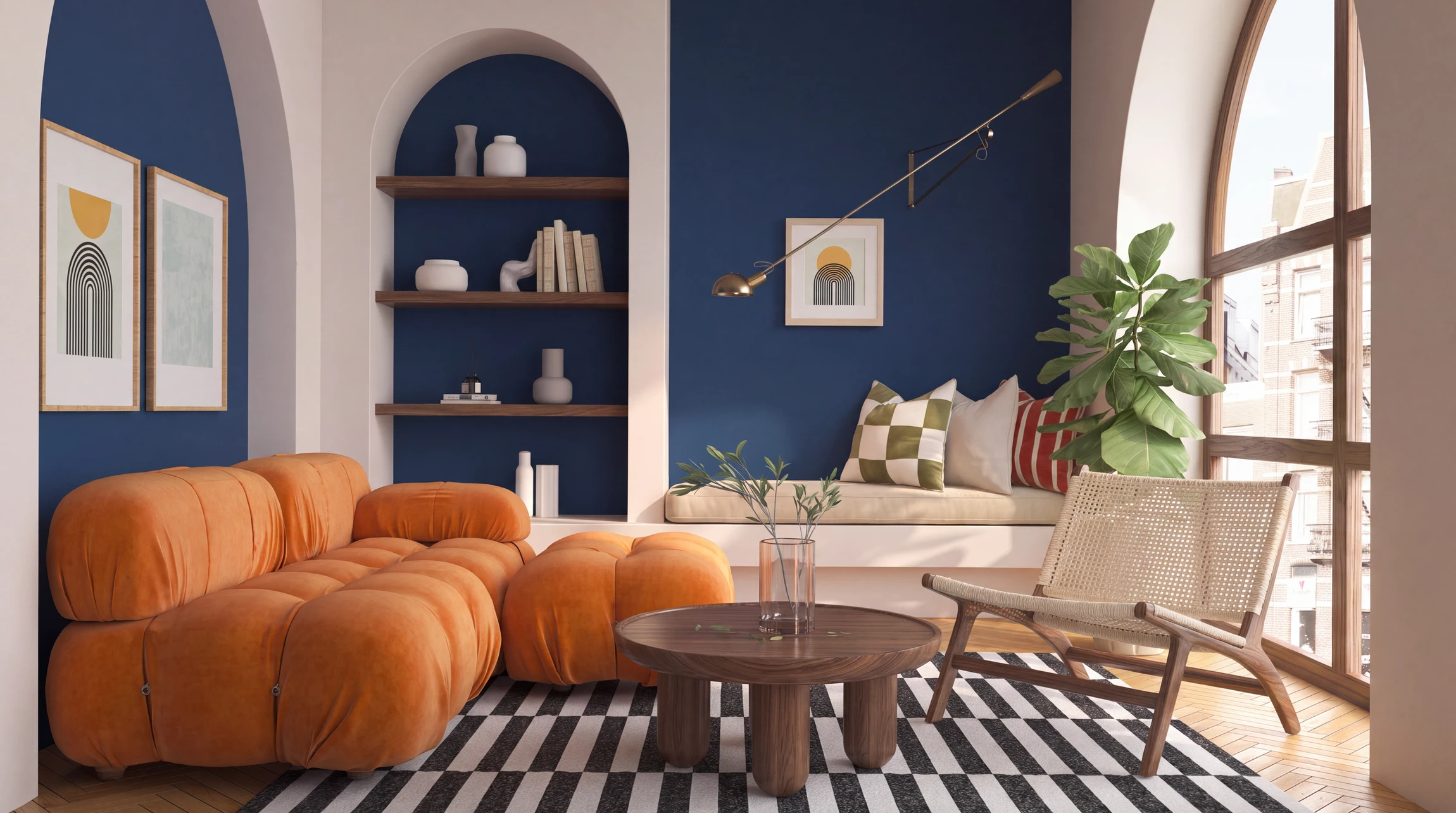 Logo circulaire d'entreprise de peinture "SB Peinture" sur fond bleu marine